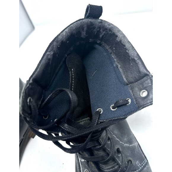 Men's ALDO combat Boots shoes Distressed Black Round Toe Laces used Size 8 - Picture 8 of 10